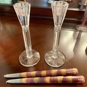 Crystal candle holders and Safed candles